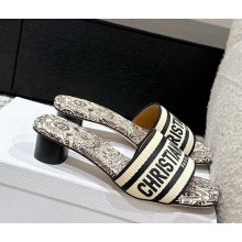 Dior Dway Heeled Slide Embroidered Cotton heel 3.5cm 24 2025