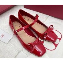 Valentino Garavani Romance Bow patent leather Mary Jane flats red 2025