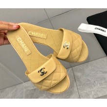 Chanel Quilting lambskin CC Logo slides Beige 2025