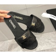 Chanel Quilting lambskin CC Logo slides Black 2025