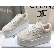 CELINE CNY BLOCK SNEAKERS WITH WEDGE in suede CALFSKIN ivory 2025