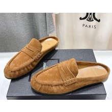 Saint Laurent suede leather mules brown 2025
