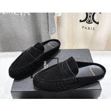 Saint Laurent suede leather mules black 2025