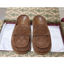 Gucci Women's mule with Double G 817468 Brown GG suede 2025