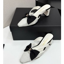Chanel slingbacks pumps mesh mules with bow white 2025