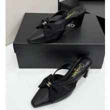 Chanel slingbacks pumps lambskin mules with bow black 2025