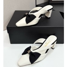 Chanel slingbacks pumps lambskin mules with bow white 2025