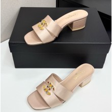 Chanel satin slides sandals with cc logo nude 032108 2025