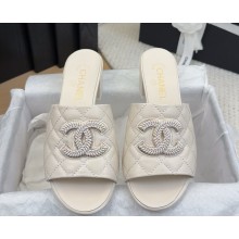 Chanel heel 5cm/2cm mules Quilting leather cc logo white 2025
