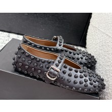 Alaia Ballet Flats calfskin with Pyramid Studs Black 2025