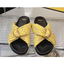 FENDI Sienna sandals twist detailing FF motif yellow satin 2025