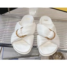 FENDI Sienna leather sandals twist detailing white Calf Leather 2025
