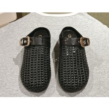 Chloe mules knit and calfskin with buckle black 2025