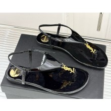 Saint Laurent cassandra sandals in patent leather black 2025