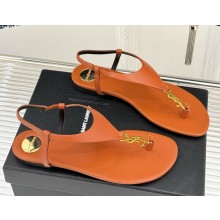 Saint Laurent cassandra sandals in smooth leather brown 2025