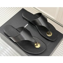 Saint Laurent cassandra slides sandals in smooth leather black 2025