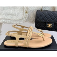 Chanel sandals lambskin double c with chain beige 2025