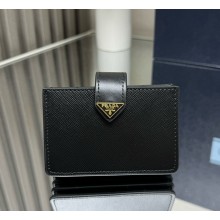 Prada Saffiano and smooth leather card holder 1MC211 black 2025