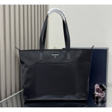Prada Re-Edition 1978 medium Re-Nylon and Saffiano leather tote bag 1BG052 black 2025