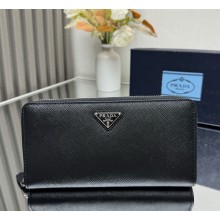 Prada Large Saffiano Leather Wallet 1ML506 black/silver 2025