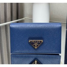 Prada Small Saffiano Leather Wallet 1MC122 Enameled metal triangle logo blue 2025