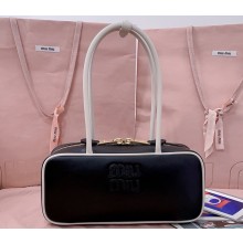 MIU MIU Beau leather bag 5bb147 Black/White 2025