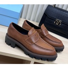 Prada Chocolate leather loafers brown 2025