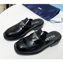 Prada patent leather loafer mules black 2025