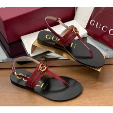Gucci Women/men Interlocking G Web sandal 782421 Gucci Rosso Ancora red 2025