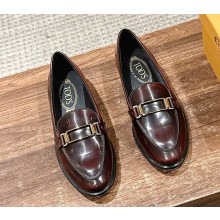 TOD'S smooth leather loafers burgundy 2025