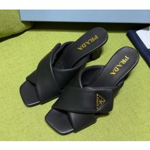 prada nappa leather mules sandals black heel 6.5cm 2025