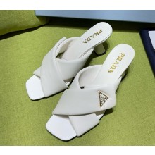 prada nappa leather mules sandals white heel 6.5cm 2025