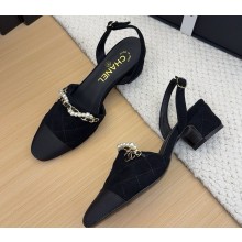 Chanel slingback pumps velvet & Grosgrain black 2025