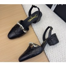 Chanel slingback pumps lambskin black 032701 2025