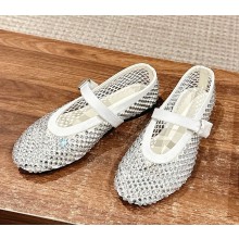 The Row ballet flats patent calfskin with crystal silver 2025