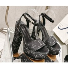Louis Vuitton SILHOUETTE platform sandal Monogram denim black heel 11.5cm platform 4cm 2025