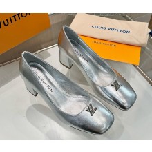Louis Vuitton 1AGUAT Swing Pump silver Lambskin heel 5.5cm 2025