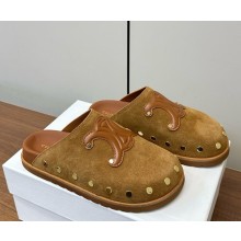 CELINE PITEA CLOG IN Suede Calfskin COGNAC 2025 