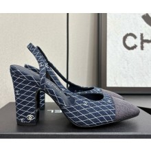 Chanel slingback pumps Denim Navy Blue & Dark Gray heel 1cm/6cm/10cm 2025