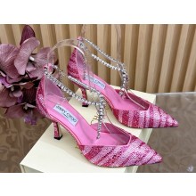 Jimmy Choo heel 6.5cm Stevie Satin Crystal Pumps pink 2025