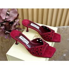 Jimmy Choo Skye 65 suede with crystal Sandals burgundy 2025