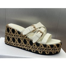 Dior L'Amazone Dior Wedge Slide white Calfskin and Natural Graphic Cannage Raffia heel 6cm 2025