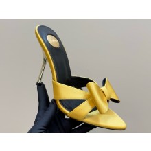 Saint Laurent heel 10.5cm bow slides sandals silk yellow 2025