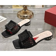 Roger Vivier Leather & Raffia Jewel Slide Mules black 2025