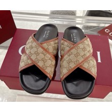 Gucci women/Men slide sandal 834941 Beige and ebony Original GG canvas 2025