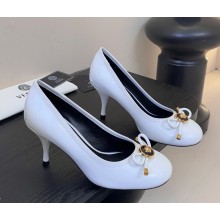 Versace Opera Bow Patent Pumps 85 mm light blue / gold 2025