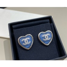 Chanel Stud Earrings Metal, Resin, Glass & Strass Silver, blue & Crystal 041009 2025