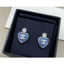 Chanel Stud Earrings Metal, Resin, Glass & Strass Silver, blue & Crystal ABF524  2025
