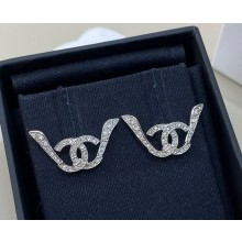 Chanel Stud Earrings Metal & Strass Silver & Crystal ABF761 2025