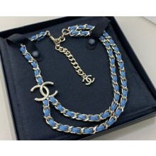 Chanel Necklace Metal & Denim Gold & Blue ABF163 2025